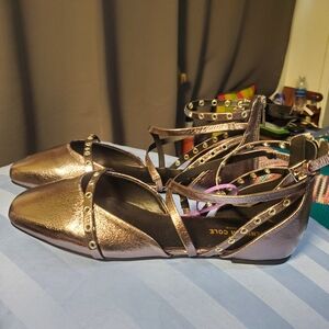 **LAST CHANCE**Kenneth Cole New York "Mason" Strappy Bronze Stud Flats